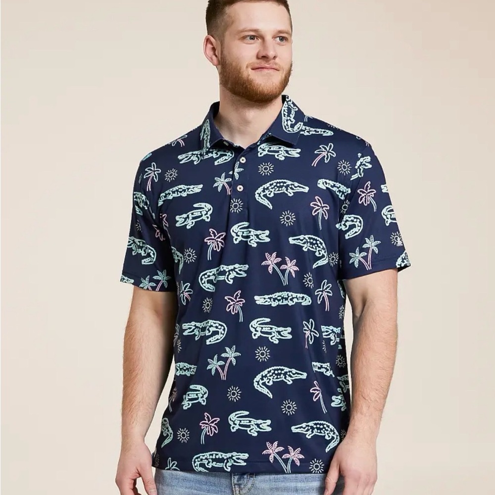 Chubbies Men's Tropical Gator Print Polo Sz. XL NWT